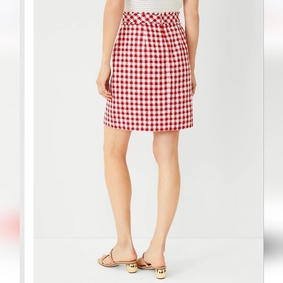 ANN Taylor Gingham Fringed Tweed Mini Skirt - Picture 4 of 14